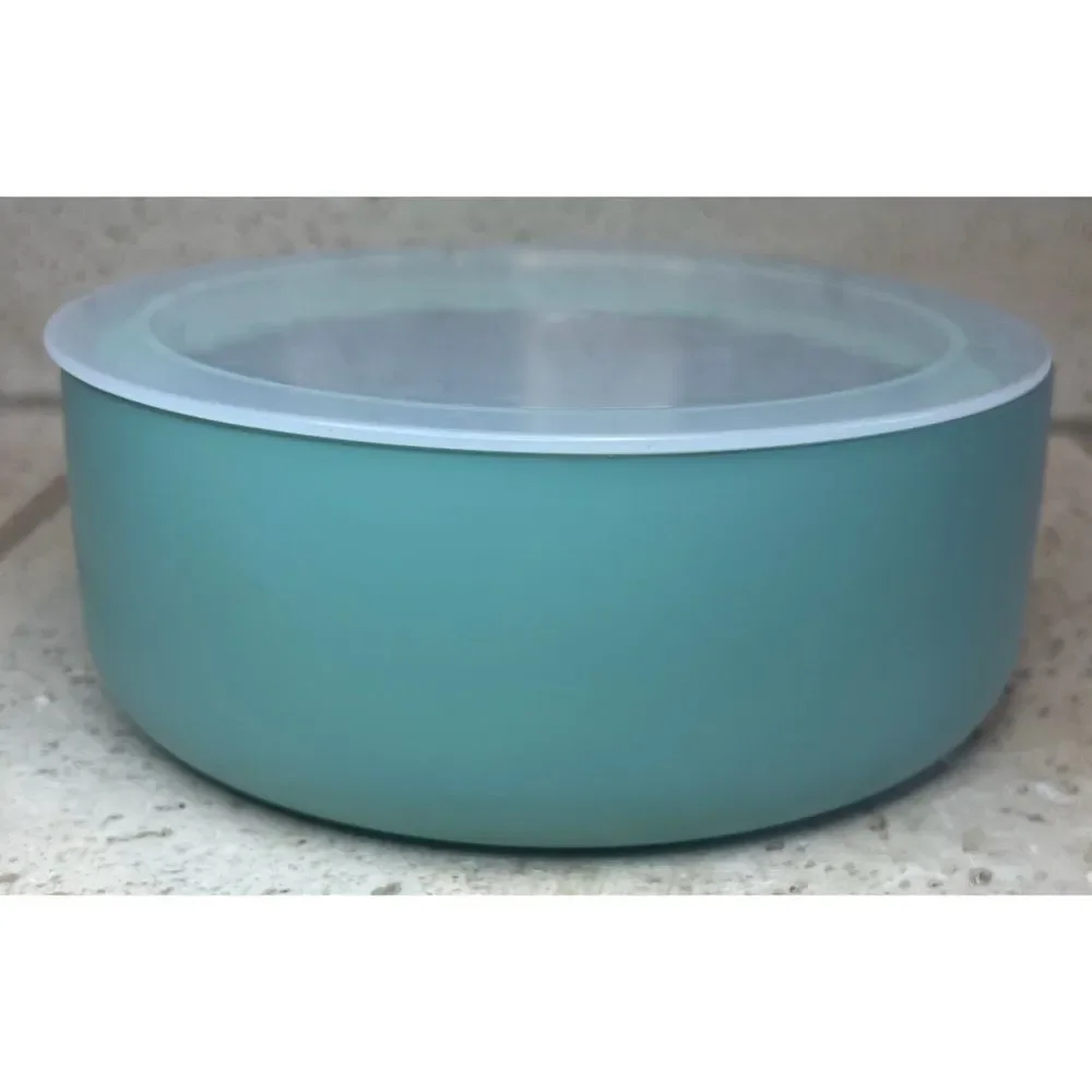 Sun Squad Stainless Steel Green Dog Bowl with Travel Lid Holds 4 Cups